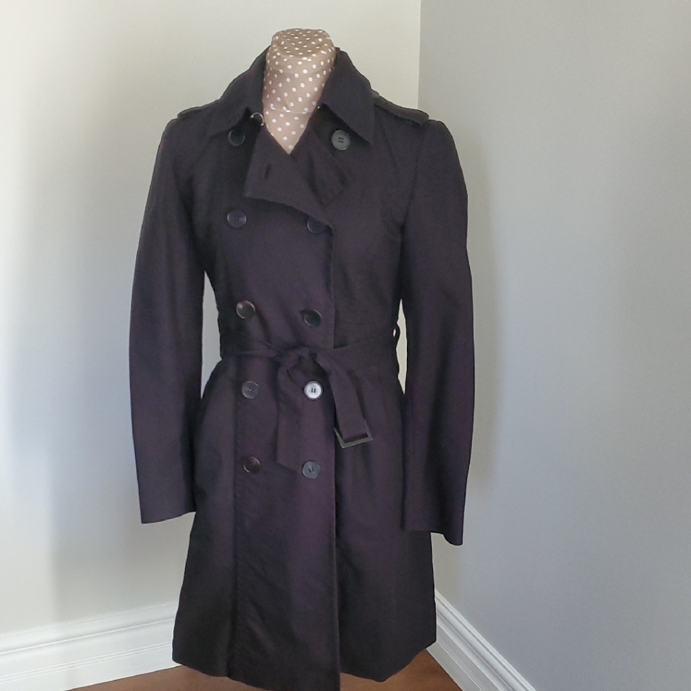 Zara Woman Black Double-Breasted Women's Trenchcoat Size Medium